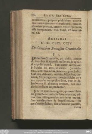 Articuli CLIII. CLIV. CCIV. De Sumtibus Processus Criminalis.