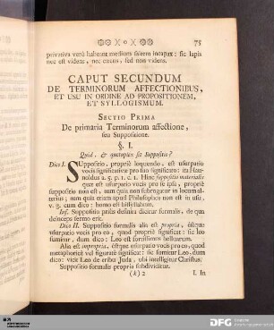 Caput Secundum De Terminorum Affectionibus, Et Usu In Ordine Ad Propositionem, Et Syllogismum.