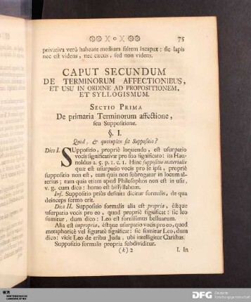 Caput Secundum De Terminorum Affectionibus, Et Usu In Ordine Ad Propositionem, Et Syllogismum.
