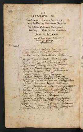 Winterhalbjahr 1723/1724. Rektorat Gabriel Schweder