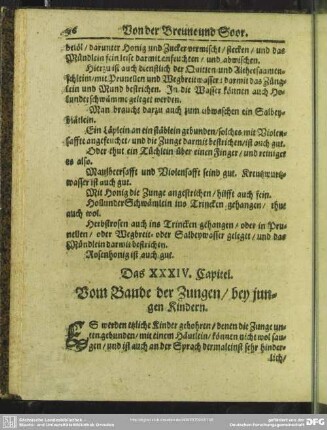 Das XXXIV. Capitel. Vom Bande der Zungen, bey jungen Kindern