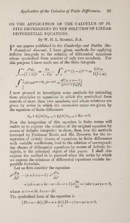On the application of the calculus of finite differences to the solution of linear differential equations.