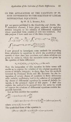 On the application of the calculus of finite differences to the solution of linear differential equations.