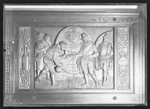 Wandvertäfelung mit Trinkszene (Kallmuth und Kreuzwertheimer Romberg)