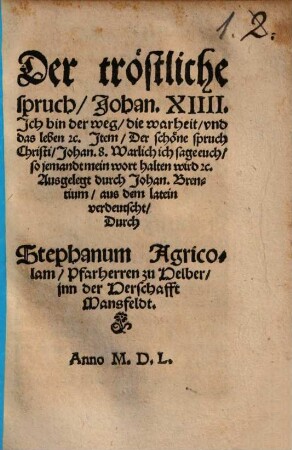 Der tröstliche Spruch Joh. XIV ...