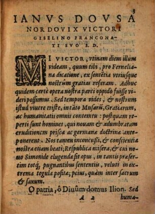 Iani Dovsae Nordovicis In Novam Q. Horatii Flacci Editionem Commentariolus