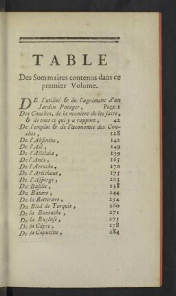 Table des sommaires