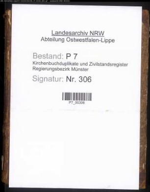 Zivilstandsregister von Dorsten (G 1812). (Gemeinde: Dorsten, Kreis Recklinghausen)