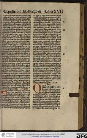 Sancti Gregorii liber XVII.