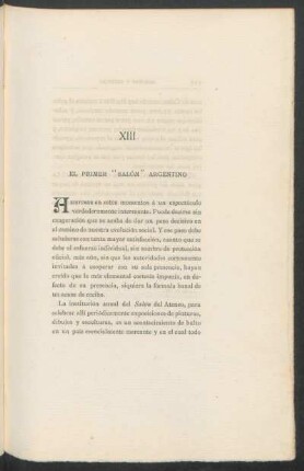 XIII - El primer "salón" argentino