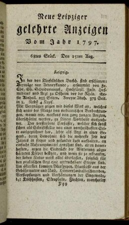 68tes Stück. Den 25ten Aug.