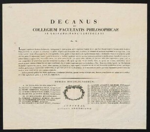 Decanus Et Collegium Facultatis Philosophicae in Universitate Tubingensi