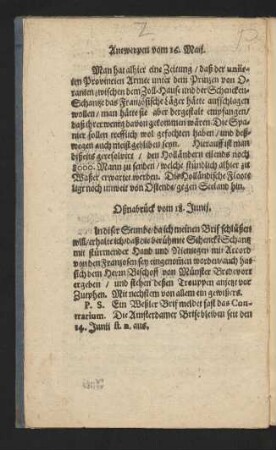 Oßnabrück vom 18. Junii.