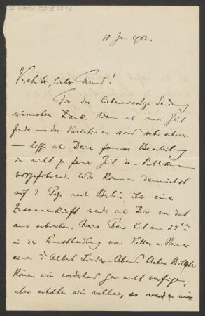 Brief an Karl Klindworth : 18.01.1902