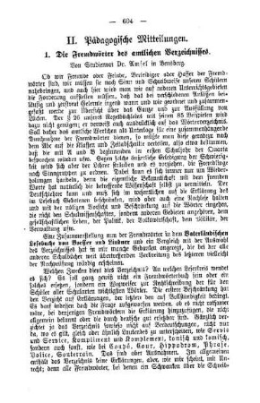 Die Fremdwörter des amtlichen Verzeichnisses : Pädagogische Mitteilungen