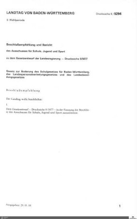 Gesetzesänderung Landespersonalvertretungsgesetz
