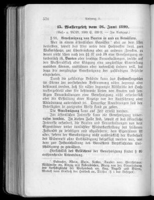 15. Wassergesetz vom 26. Juni 1899