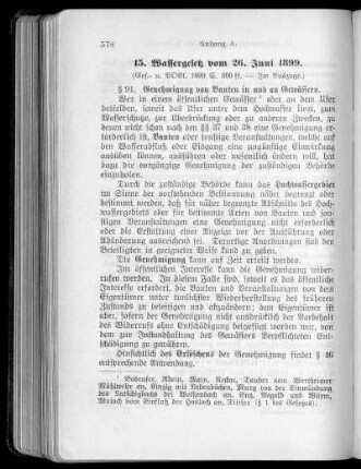 15. Wassergesetz vom 26. Juni 1899