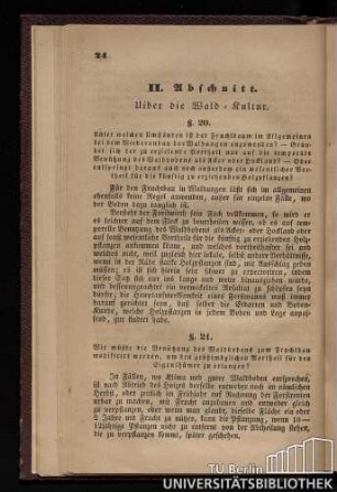 II. Abschnitt. Uiber die Wald-Kultur