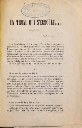Un trône qui s'écroule ..