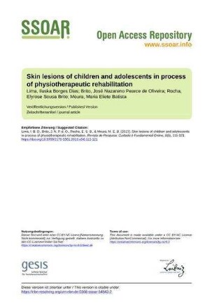 Skin lesions of children and adolescents in process of physiotherapeutic rehabilitation