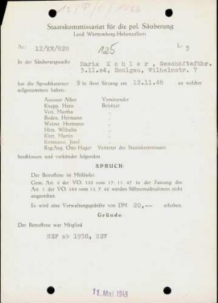 Kohler, Maria