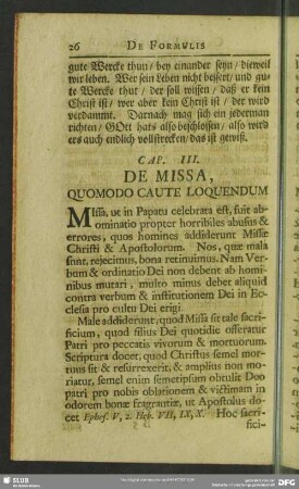 Cap. III. De Missa, Quomodo Caute Loquendum