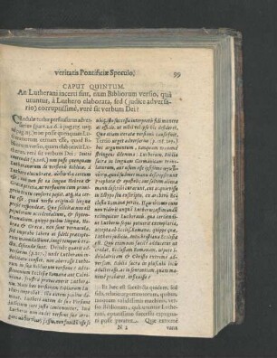 Caput Quintum. An Lutherani incerti sint, num Bibliorum versio, qua utuntur, a Luthero elaborata ...