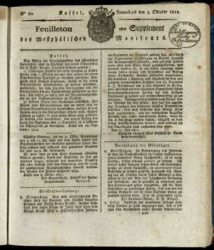 No. 80, Sonnabend den 3. Oktober 1812