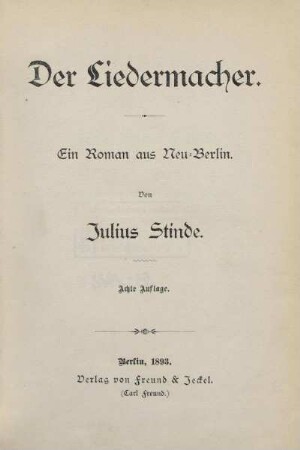 Der Liedermacher : ein Roman aus Neu-Berlin