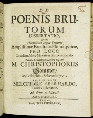 De Poenis Brutorum Dissertatio