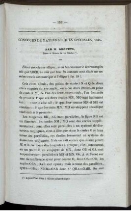 Concours de mathématiques speciales, 1846.