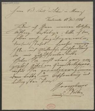 Brief an B. Schott's Söhne : 18.12.1828