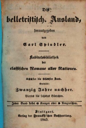 Zwanzig Jahre nachher : Fortsetzung der Drei Musketiere, 4/6