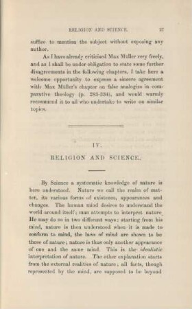 IV. Religion and science