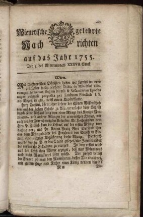 Den 4. des Wintermonats. XXXVII. Stück.