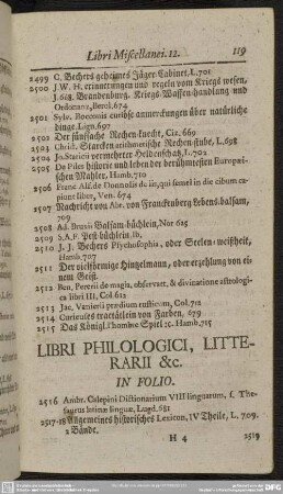 Libri Philologici, Litterarii &c.