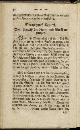 Dreyzehntes Kapitel. Vom Angriff der Linien und Verschanzungen.