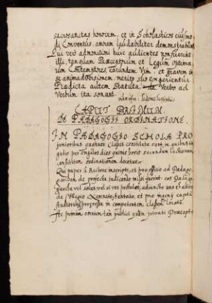 Caput Primum. De Paedagogii Ordinatione.
