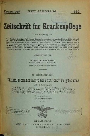Zeitschrift für Krankenpflege. 17. 1895