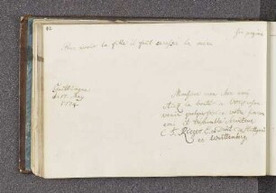 C[hristian] F[riedrich] Rieger. – Incipit: Pour avoir la fille il faut caresser la mère. – Göttingen, 17.05.1774