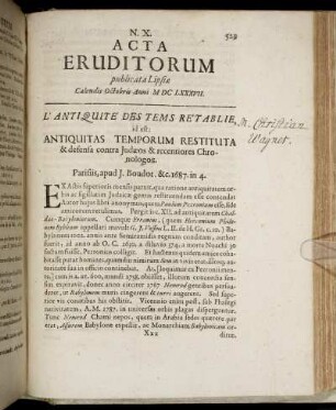 N. X. [...] Calendis Octobris Anni M DC LXXXVII.
