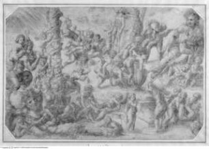 Venus und ein Satyr mit mehreren Putten