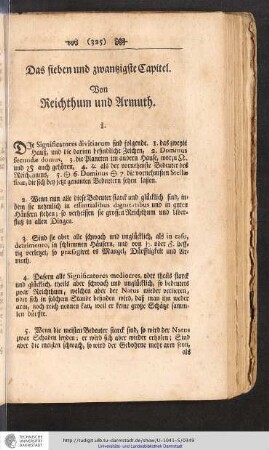 Von Reichthum und Armuth
