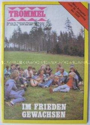 Miniausgabe der Kinderzeitung "Trommel" für Schüler der 4.-6. Klasse (Thälmann-Pioniere) zum 35. Jahrestag der DDR