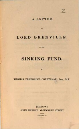 A letter to Lord Grenville on the Sinking Fund