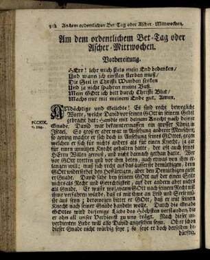 Am dem ordentlichem Bet-Tag oder Ascher-Mittwochen