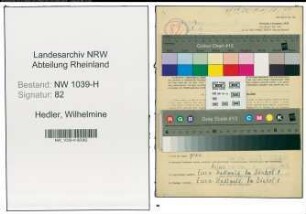 Entnazifizierung Wilhelmine Hedler , geb. 21.11.1900 ()