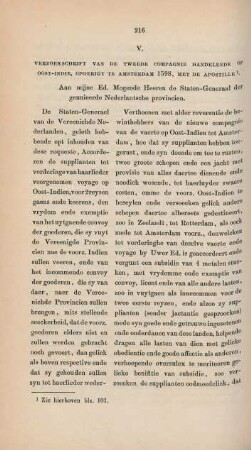 V. Verzoekschrift van de tweede Compagnie handelende op Oost-Indie, ...