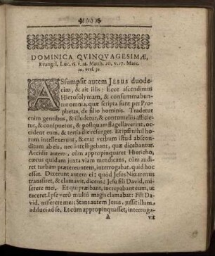 Dominica Quinquagesimae, Evangel. Luc. 18. v. 31. Matth. ...